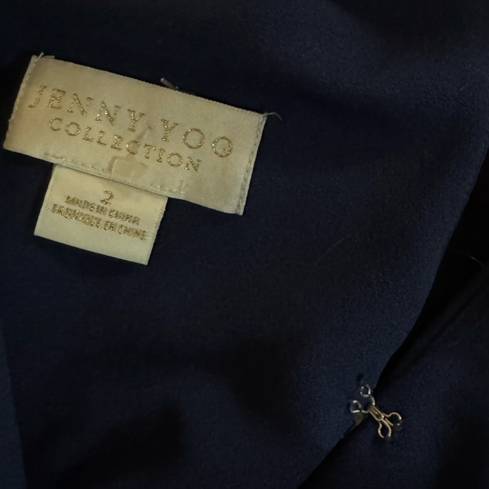 Jenny Yoo Margot bridesmaid dress V Neck A Line, Slit, Keyhole Back Navy size 2 - Picture 13 of 16